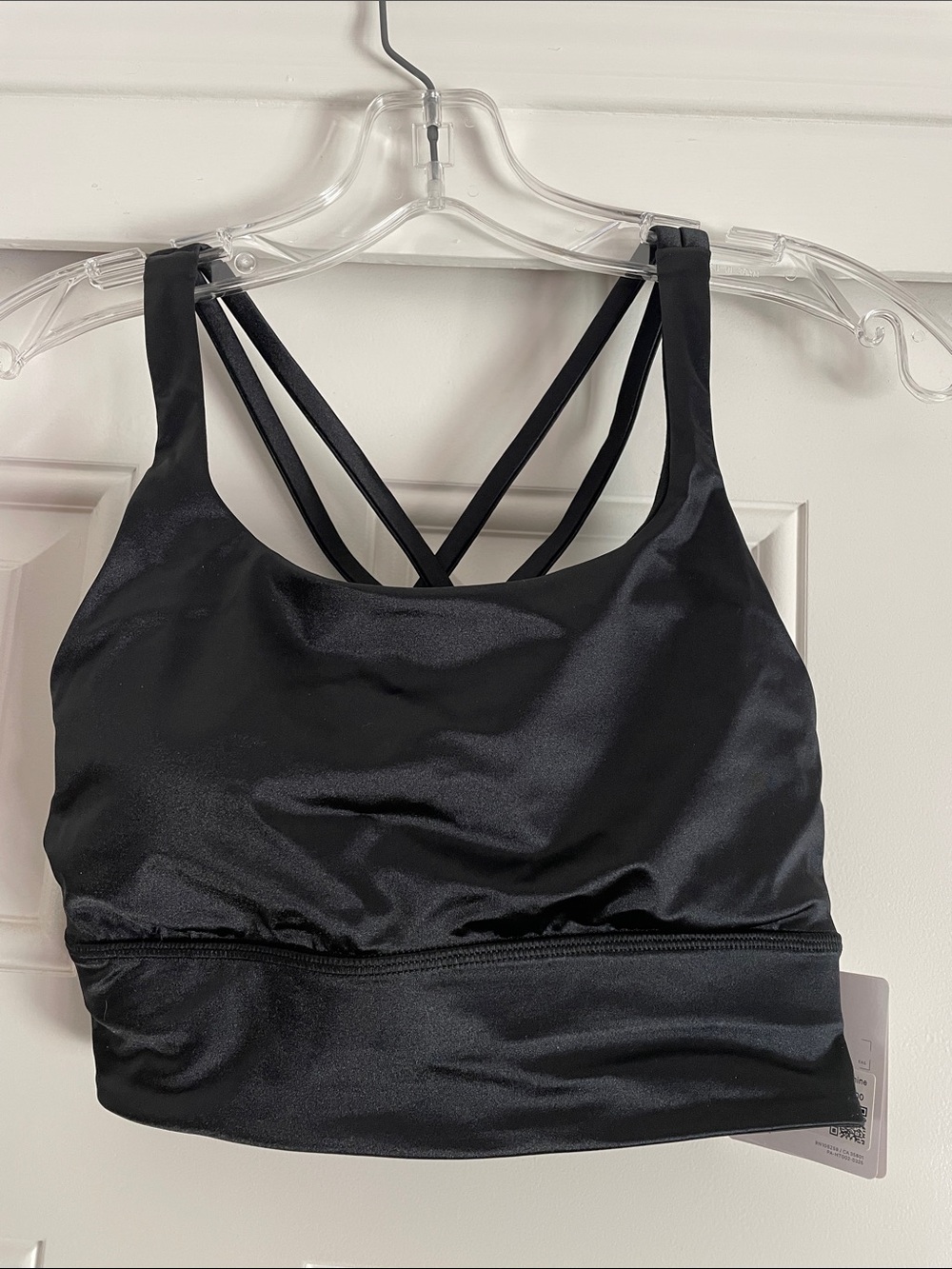 Lululemon Black Satin Shine Longline Energy Sports Bra